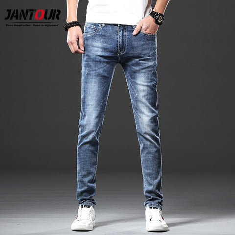 Jantour Brand Skinny jeans men Slim Fit Denim Joggers Stretch Male Jean Pencil Pants Blue Men's jeans fashion Casual Hombre new