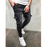2019 Lado Listrado Jeans Rasgado Moda Streetwear Mens Skinny Jeans Stretch Calças Slim Casual Denim Jeans calças de brim hombre