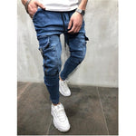 2019 Lado Listrado Jeans Rasgado Moda Streetwear Mens Skinny Jeans Stretch Calças Slim Casual Denim Jeans calças de brim hombre