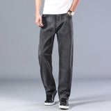 2020 Spring and Summer New Men's Gray Thin Jeans Advanced Stretch Loose Straight Denim Trousers Male Plus Size 40 42 44 Brand