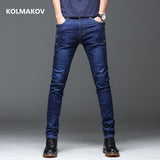 KOLMAKOV 2020 New Mens Denim Jeans Straight Full Length Pants with High Elasticity Slim Pants for Man Fashion Mid-waist Jeans