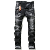 European Italy Designer Street Style Fashion Black Men Dsq Brand Jeans Pants Slim Top Quality Hole Pencil Button Denim Trousers