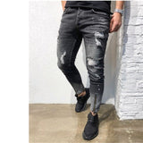 Men's  Skinny Stretch Denim Pants Distressed Ripped Freyed Slim Fit Fashion The locomotive Jeans Trousers MenPencil pants