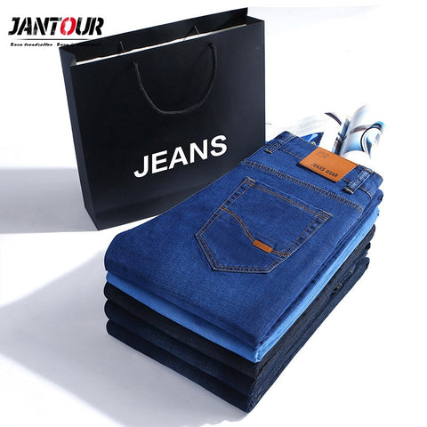 Jantour Brand Autumn Winter Jeans Men Denim Mens Jeans Slim Fit Tall Male Cotton Pants Fashion thick jean man Plus Big Size 40